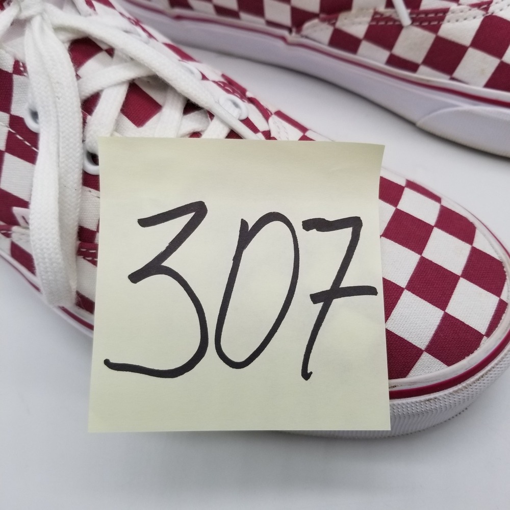 Vans Sneakers Women Size 11 Burgundy White Checkerboard Canvas Lace Up Low Top - Picture 8 of 8